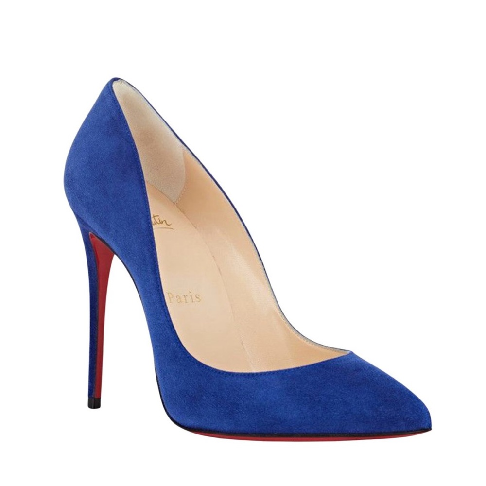 Christian Louboutin Blue Suede Pointed-Toe Stiletto Heels